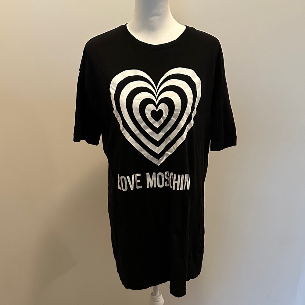 Love Moschino Black Tee with White Heart Design